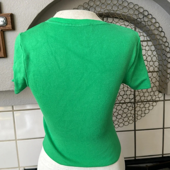 Zara 2 piece green knit cardigan sweater set size medium - Picture 3 of 16